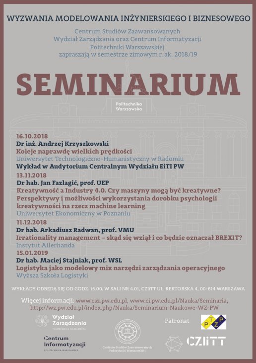 Plakat X seminarium z programem wykładów