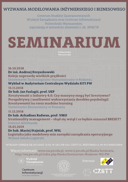 Plakat X seminarium z programem wykładów